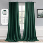 MIULEE Christmas Hunter Green Back Tab Blackout Curtains 52"x96" 2 Panels | Rod by MIULEE