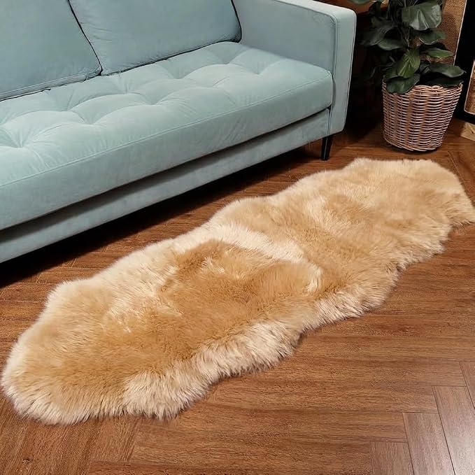 IRIWOOL Premium Genuine Fur Sheepskin Rug Real Australia Sheepskin Natural - Image 6