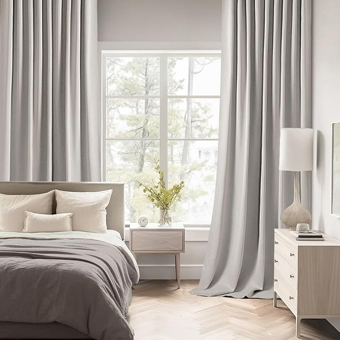 MIULEE Cobblestone Back Tab Blackout Curtains 52x72 Inches Long 2 Panel Set | - Image 3