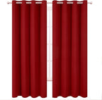Blackout Curtains 52 x 90 Inch Long Red Curtains Set of 2 Panels Room Darkening - Image 2