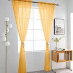 SpaceDresser Basic Rod Pocket Sheer Voile Window Curtain Panels Sand 1 Pair 2 - Image 2
