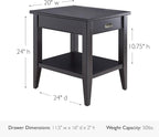 Leick Home Laurent End Table, Solid Wood, 1 Drawer, Bottom Display Shelf - Image 3