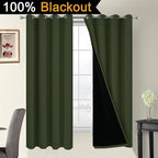 Yakamok Greyish Green 100% Blackout Curtains 63 Inches Long 52" Wide, 2 Thick - Image 2