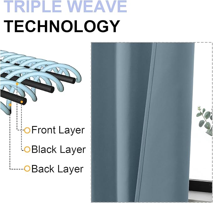 Simplebrand Ava Stone Blue Blackout Curtains - Image 5