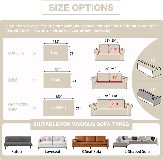 DREAMINGO Sofa Covers Washable Thick Chenille Couch Cover - Image 2