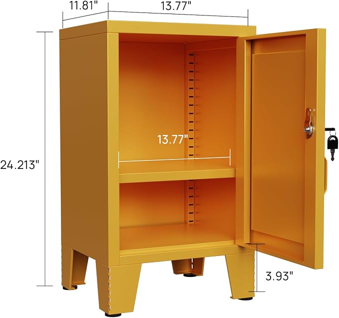 ALBAD Metal Nightstand with Lockable Cabinet, Compact Mini Locker Bedside Table - Image 3