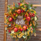 Fall Wreaths for Front Door 24 Inch Autumn Rustic Harvest Apple Wreath - Image 4
