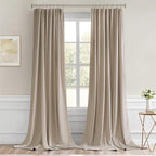 MIULEE Taupe Back Tab Blackout Curtains 52x102 Inch Long 2 Panels Set | Rod - Image 9