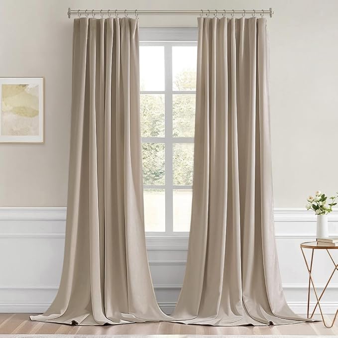 MIULEE Taupe Back Tab Blackout Curtains 52x120 Inch Long 2 Panels Set | Rod - Image 9