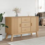 Scandinavian Style Sideboard Brown Solid Pine Wood 45 Inch Wide Sideboard - Image 3