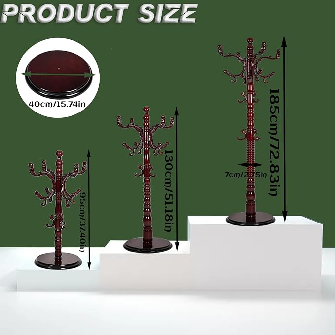 73" Wooden Coat Rack Stand, Coat Racks Freestanding - Image 6