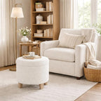 HomePop Round Transitional Faux Sheepskin Fabric Storage Ottoman|Homepop Home - Image 5