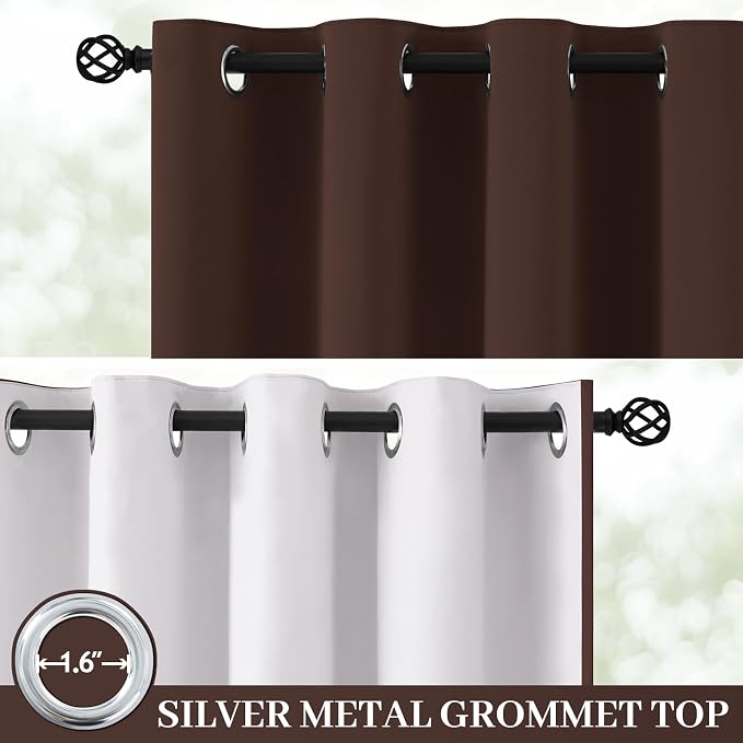 Yakamok Brown 100% Blackout Curtain Panels 84 inches, 2 Panels | Blackout - Image 2