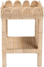 Pemberly Row Bohemian Scallop Side Table, Natural Rattan and Mahogany Wood - Image 5