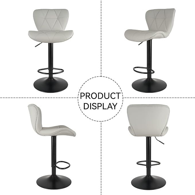 Nalupatio Modern Bar Stools Set of 4, Adjustable Faux Leather Upholstered - Image 5