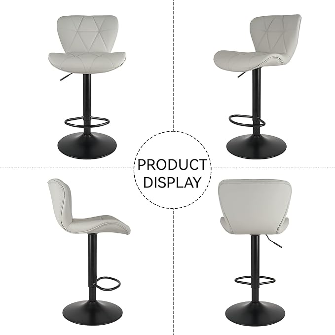 Nalupatio Modern Bar Stools Set of 3, Adjustable Faux Leather Upholstered - Image 7