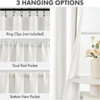 MIULEE 4 Panel Set Short Bedroom Blackout Curtains 54 Inch Long Natural | - Image 2