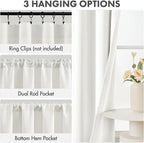MIULEE 4-Panel 36 Inch Blackout Kitchen Tier Curtains Over Sink Natural | - Image 2