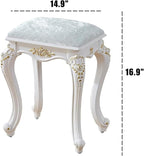 Vintage Vanity Stool, Rectangular & Round Makeup Stool, 17 Inch Sitting Height - Image 3
