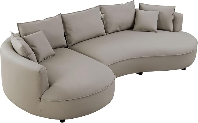 125'' Leather Curved Sofa Couch Sectional Sofa Couch - Image 7