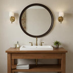 Round Mirrors 24 Inch, Rustic Decorative Transitional Dark Walnut Wall Mirror - Image 2