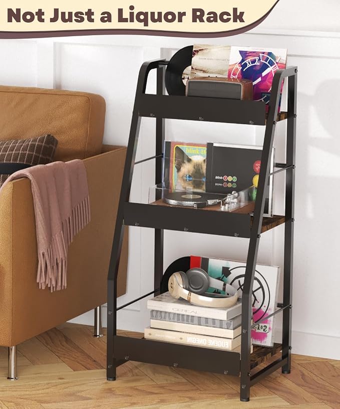 3-Tier Liquor Stand for Home Bar, Trapezoid Freestanding Whisky Bottle Holder - Image 5