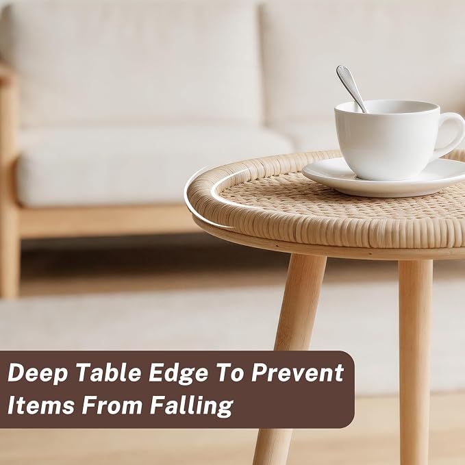 Small Rattan Side Table, Round Side Table - Image 5