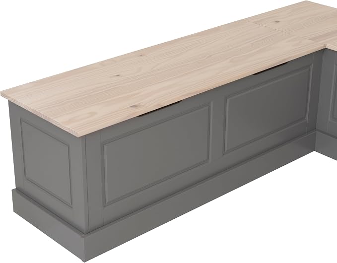 Linon Harris Grey and Maple Solid Pine Backless Nook - Image 12