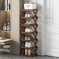 Foldable Shoe Rack, Bamboo Vertical Shoe Organizer Tall by XZXWZX