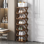 Foldable Shoe Rack, Bamboo Vertical Shoe Organizer Tall by XZXWZX