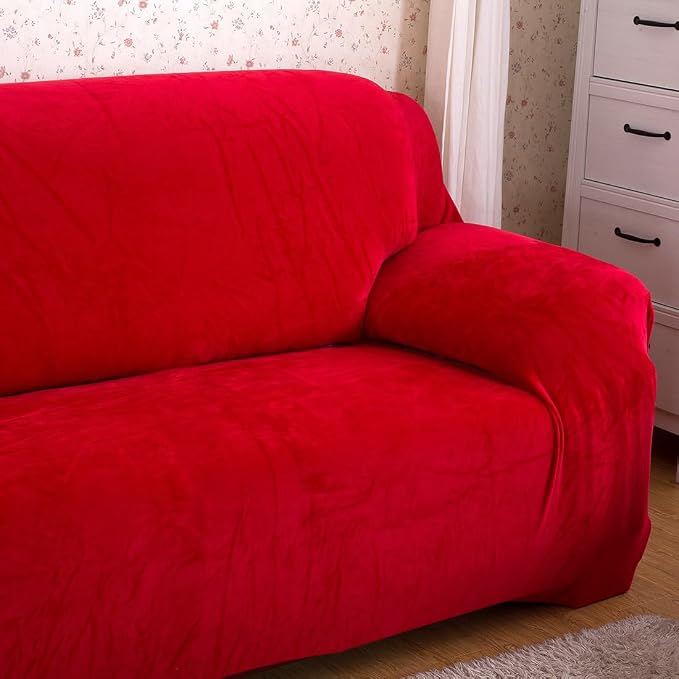 vctops 1-Piece Velvet Plush Stretch Loveseat Sofa Slipcover - Image 3
