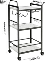 Bar Cart for The Home, 3 Tier Kitchen Carts - Image 2