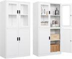 4 Door Display Cabinet with Adjustable Shelves, Locking Steel Storage Caninet by AFAIF