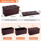 COSYLAND Ottoman Bench with Storage large-30x15x15in Folding Leather Ottoman - Image 3