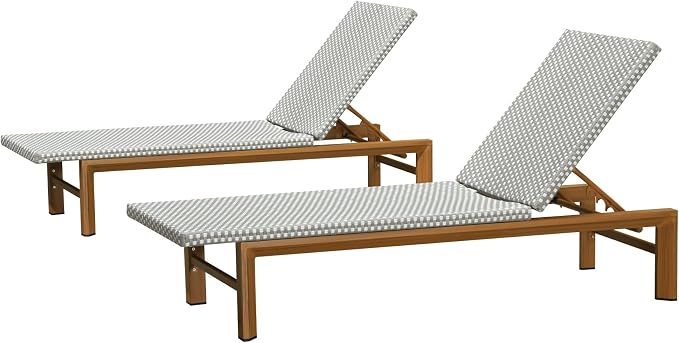 PURPLE LEAF Extra Wide Patio Chaise Lounge Set of 2 Outdoor Lounger French PE - Image 2