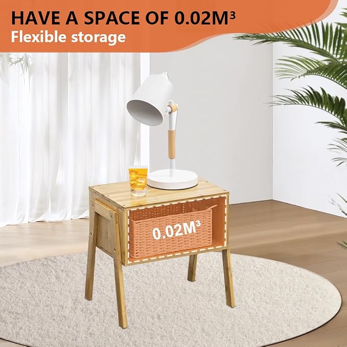KKTONER Modern Bamboo Nightstands End Tables Bedroom - Image 7