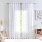 YJ YANJUN Vintage Lace Curtains 108 Inches Long-Victorian Floral White Sheer - Image 2
