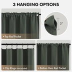 MIULEE Set of 4 Short Bedroom Blackout Curtains 54 Inch Long Dark Mallard | - Image 6