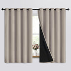 SimpleHome Natural 100% Blackout Curtains Room Darkening Living Room 63L | by SimpleHome
