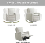 Oxford Baby Uptown Power Recliner/Glider, Boucle White - Image 4