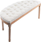 Kmax 55" Upholstered Bench Tufted Fabric Bench Vintage Semi-Circle Entryway - Image 3