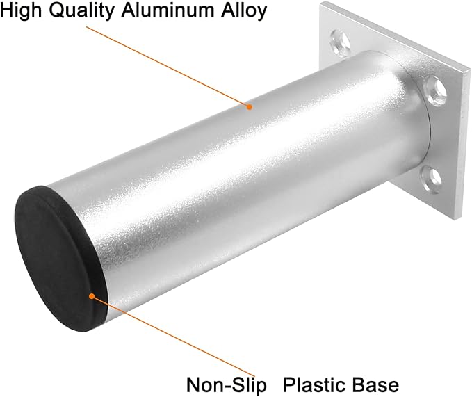 Set of 4 Aluminum Alloy Furniture Legs 4.7 Inch Height, 1.5 Inch Diameter - Image 3