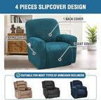 H.VERSAILTEX Velvet Stretch Recliner Couch Covers 4-Pieces Style Recliner Chair - Image 2