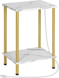 HOOBRO Side Table with Charging Station, End Table with USB Port and Outlet by HOOBRO