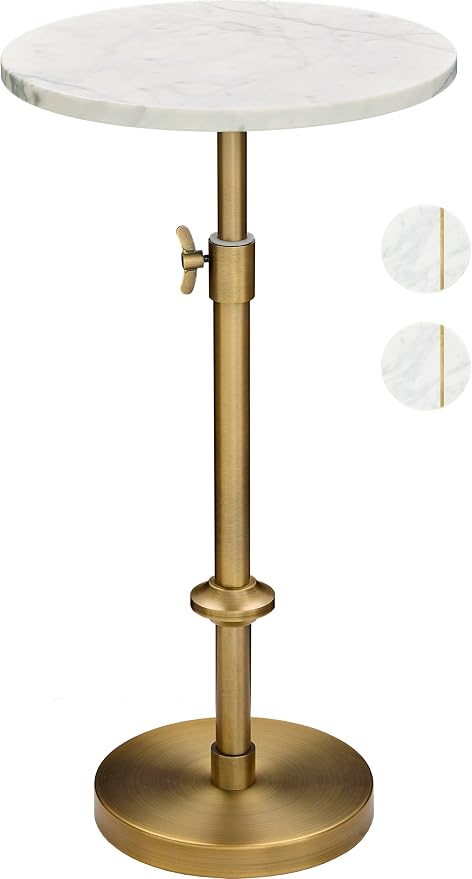 Adjustable-Height Marble Drink Table by Unknown