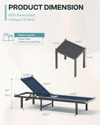 Lounge Chair Outdoor with Wheels, Aluminum Patio Chaise Lounge Chair with 5 - Image 3