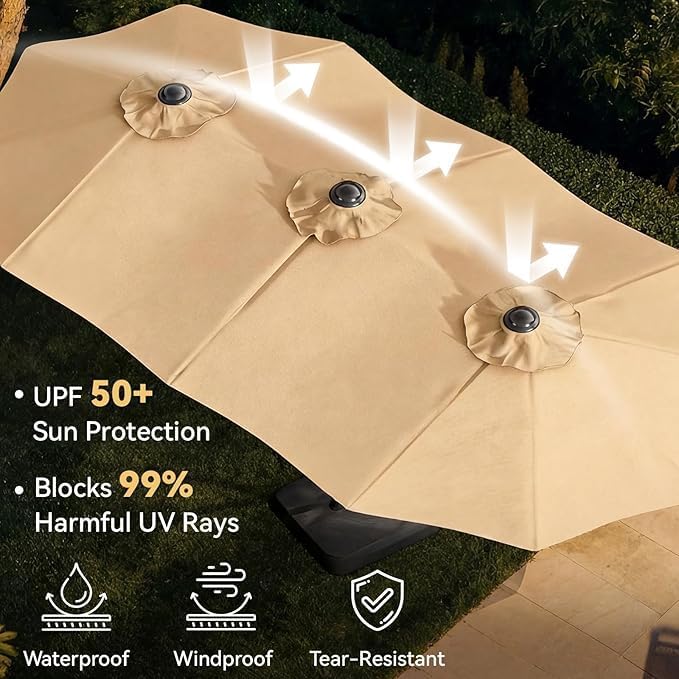 Aoxun 8-Piece Patio Table and Chairs Set & 15ft Patio Umbrella - Image 7