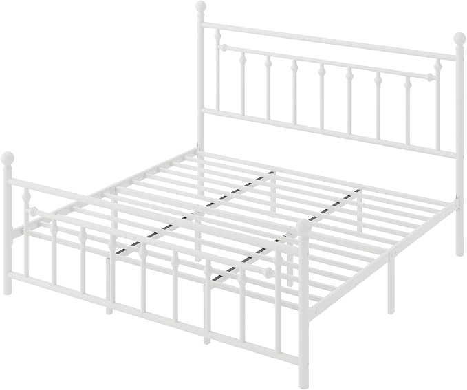 SHA CERLIN 14" King Size Metal Platform Bed Frame/Victorian Headboard and - Image 8