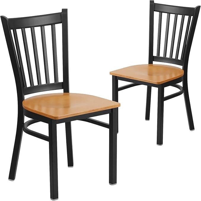 Flash Furniture 2 Pack HERCULES Series Black Vertical Back Metal Restaurant by FlashFurniture