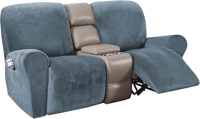 H.VERSAILTEX Velvet Stretch Recliner Couch Covers 6-Pieces Recliner Loveseat by HVERSAILTEX